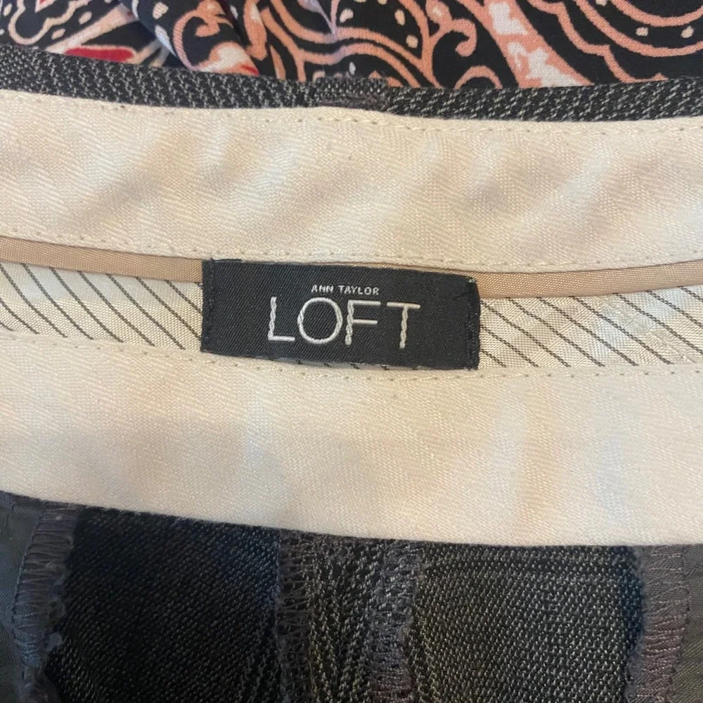 Ann Taylor LOFT Marisa Trouser Gray Plaid Straight Leg Dress Pants Womens 12